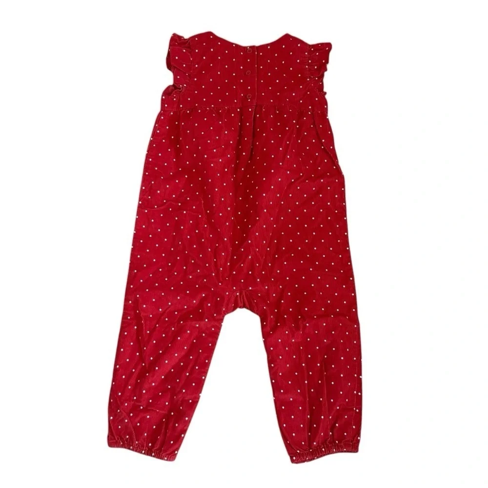 Baby Gap Red Polka Dot Corduroy Jumpsuit Baby Girl Size 18-24M NWT